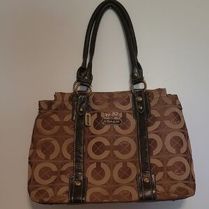 Vintage Coach Brown Signature Tote Bag